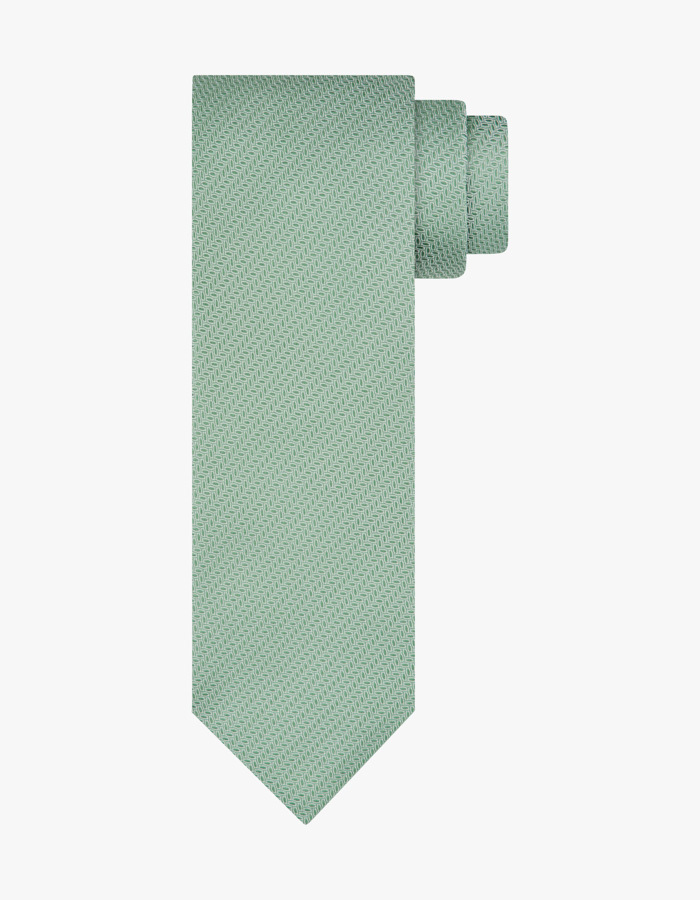 Zijden stropdas met fijn diagonaal motief in green