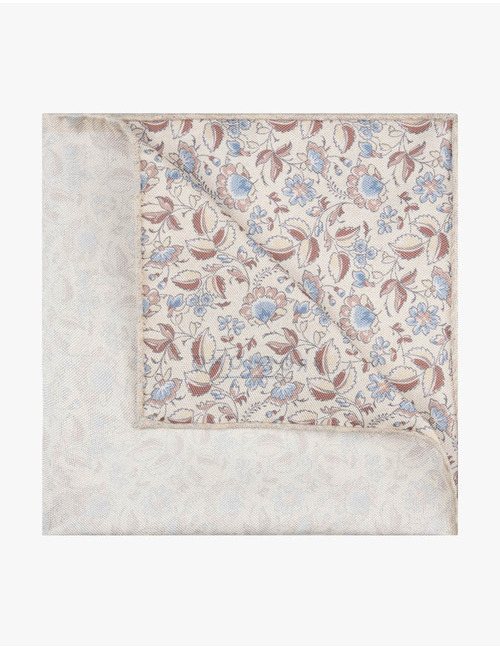 Zijden pochet met bloemenmotief in off-white