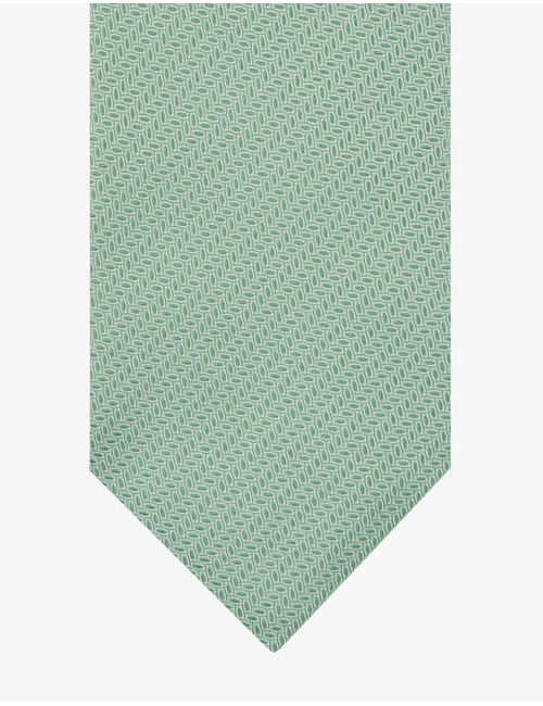 Zijden stropdas met fijn diagonaal motief in green