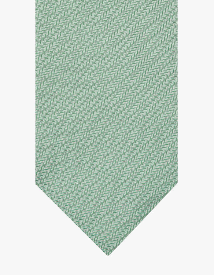 Zijden stropdas met fijn diagonaal motief in green