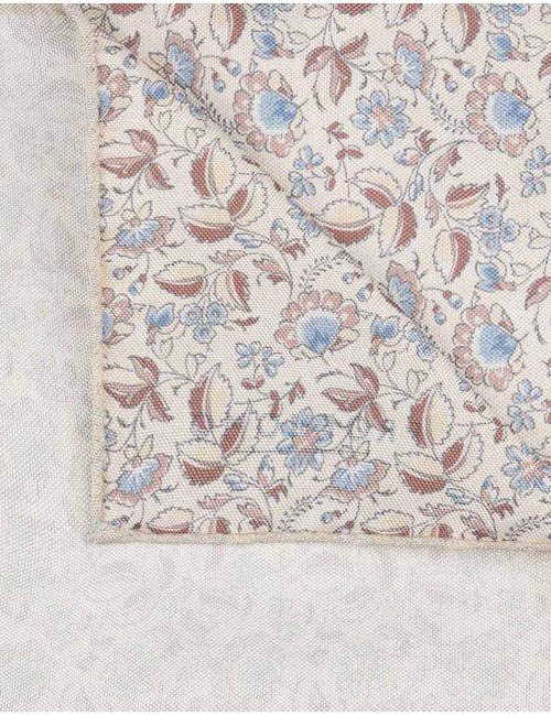 Zijden pochet met bloemenmotief in off-white