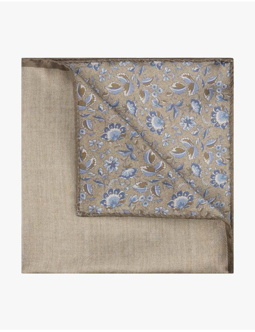 Zijden pochet met bloemenmotief in sand