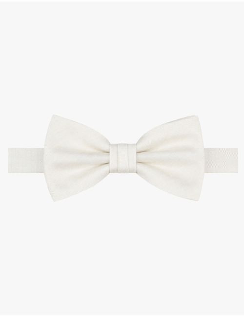 Zijden vlinderdas met fijne structuur in off-white