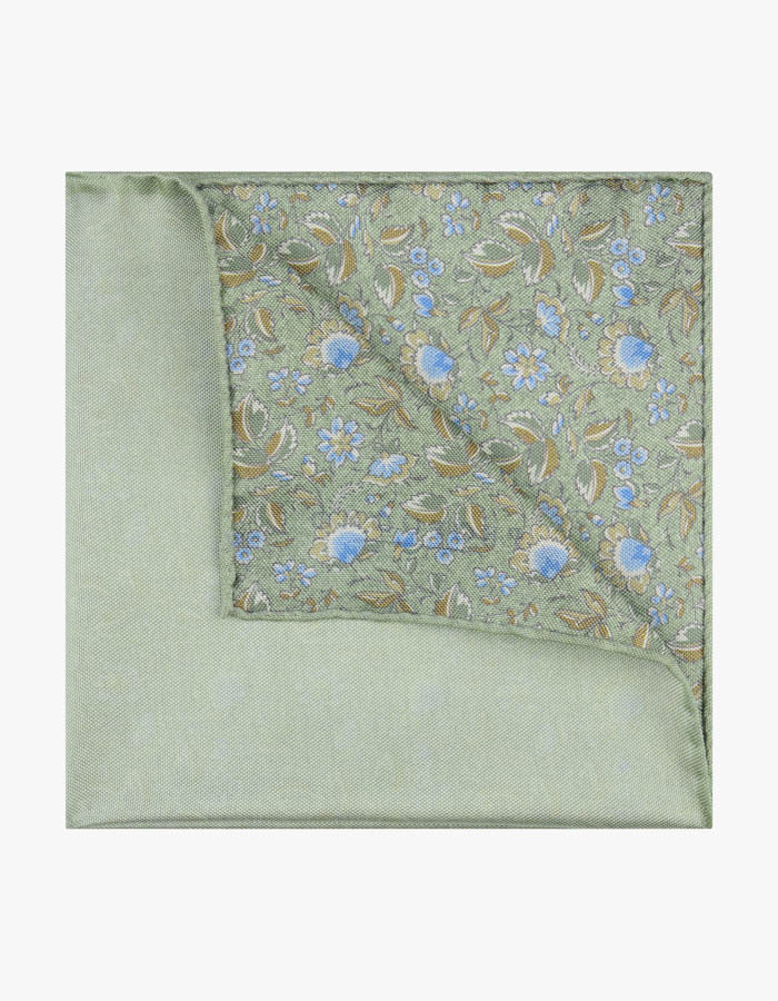 Zijden pochet met bloemenmotief in green