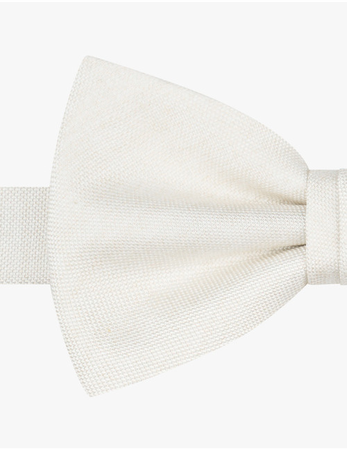 Zijden vlinderdas met fijne structuur in off-white