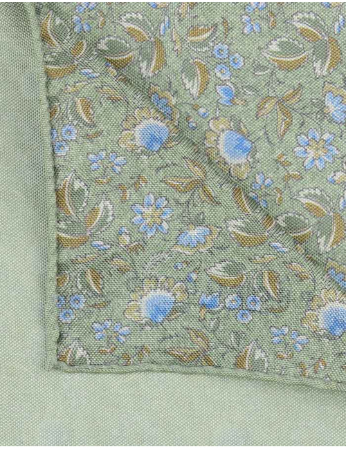 Zijden pochet met bloemenmotief in green