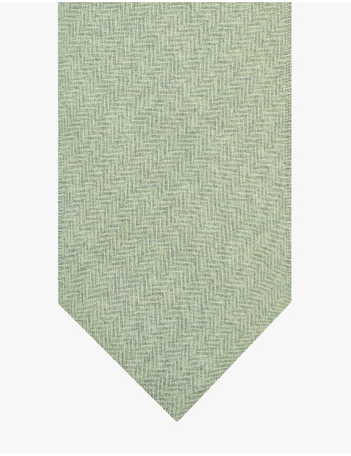 Zijden das met visgraatstructuur in groen
