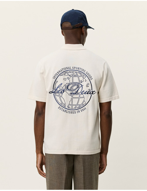 Katoenen knit hemd met korte mouwen in ivory