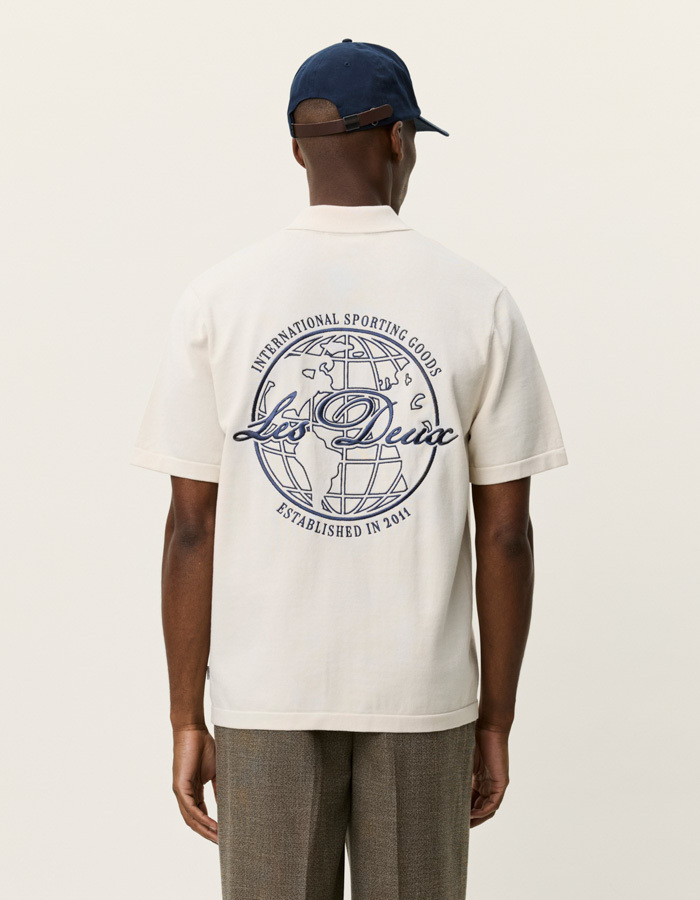 Katoenen knit hemd met korte mouwen in ivory