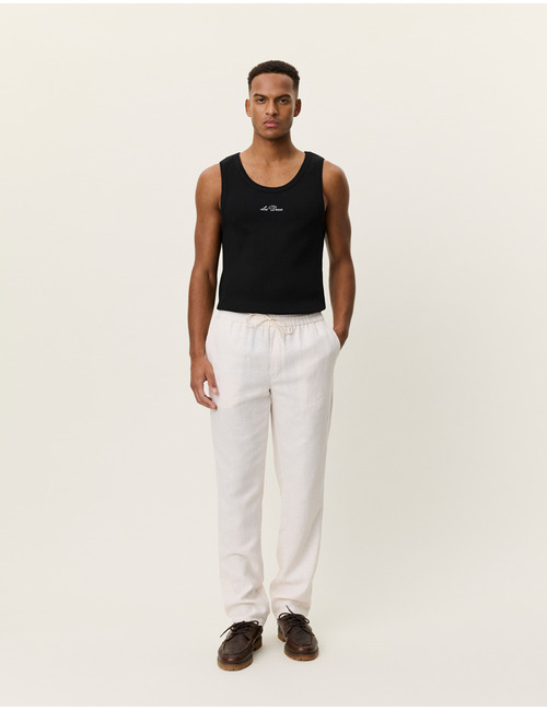 Linnen broek met loose fit in eggnog white