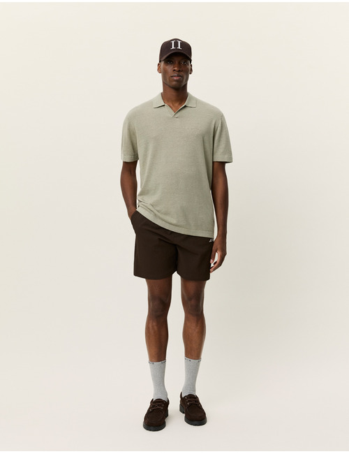 Linnen en katoenen knit polo in tea green