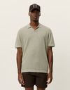 Linnen en katoenen knit polo in tea green
