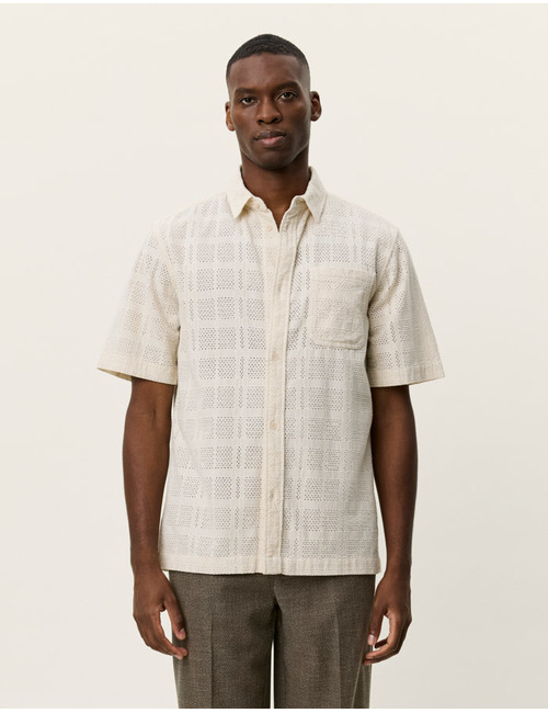 Katoenen hemd met korte mouwen in ivory