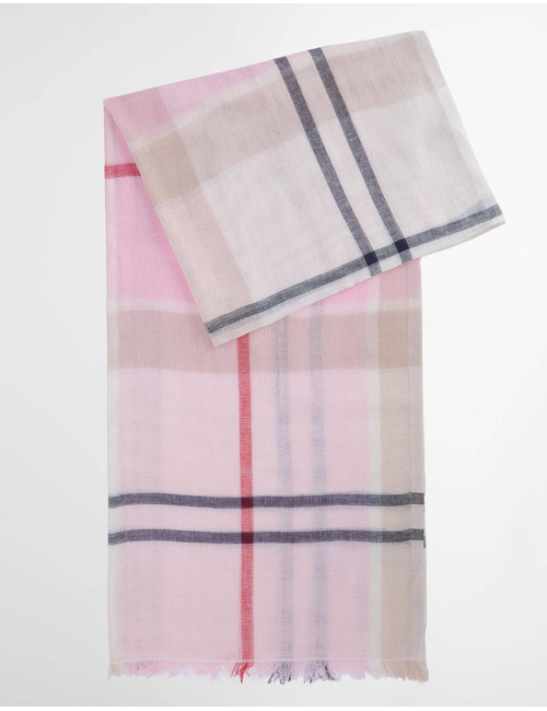 Roze geruite sjaal met franjes