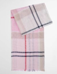 Roze geruite sjaal met franjes