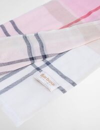 Roze geruite sjaal met franjes