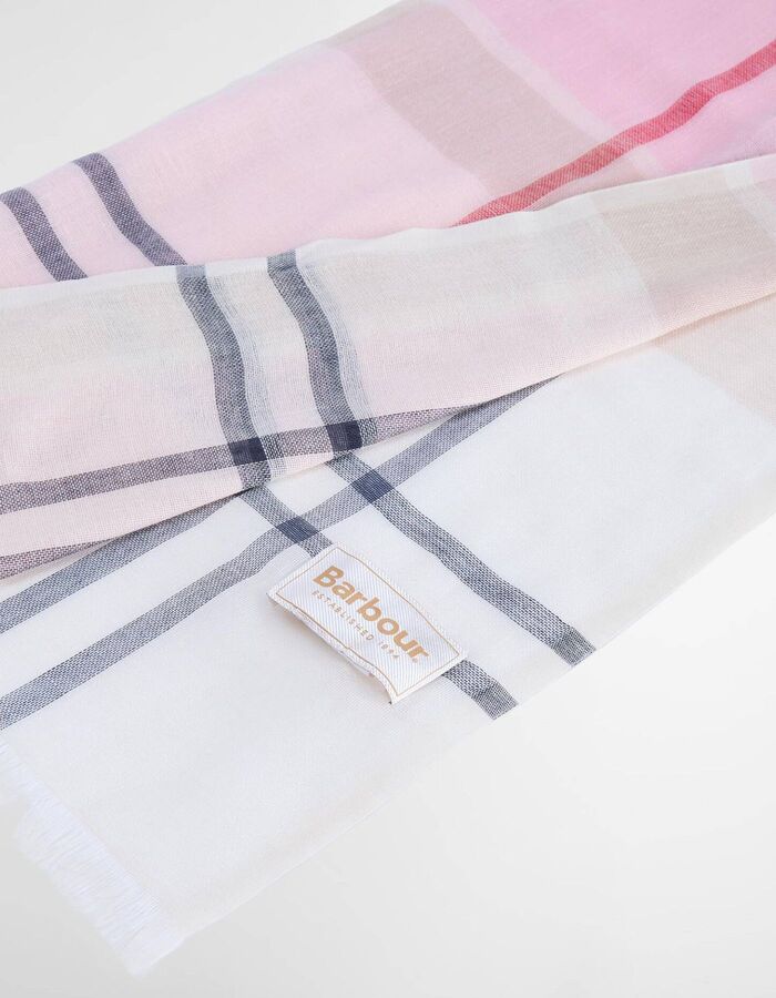 Roze geruite sjaal met franjes