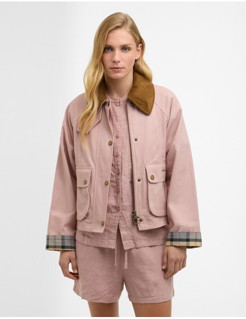 Jas met contrasterende kraag in roze