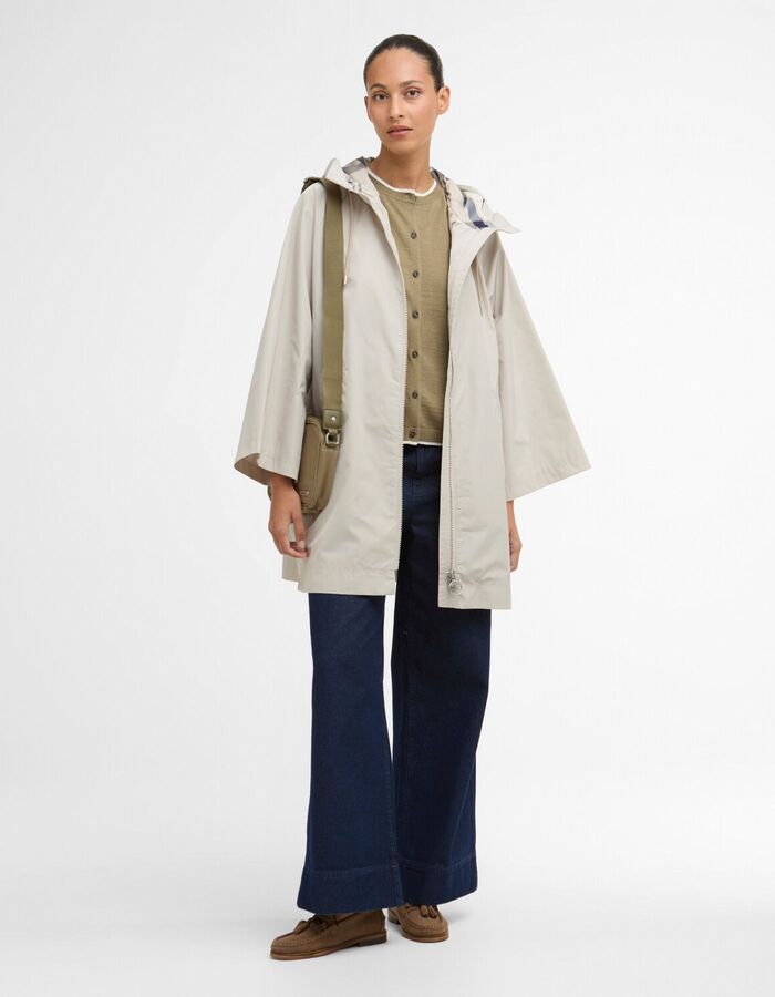 Poncho met kap in beige
