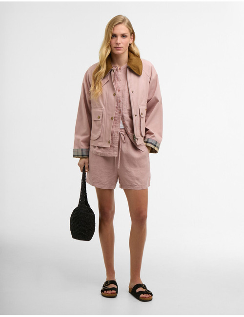 Jas met contrasterende kraag in roze