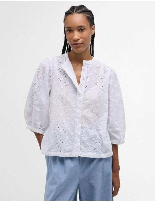 Witte bloes met broderie anglaise