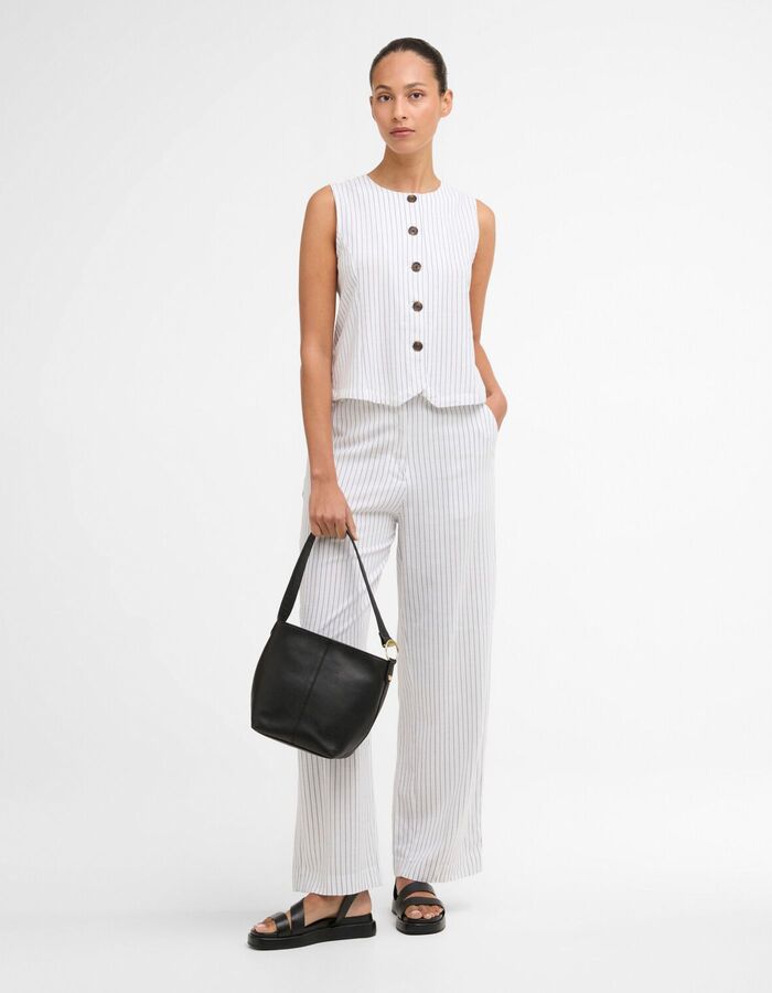 Witte gilet met fijne krijtstreep