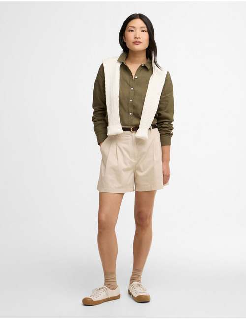 Beige bermuda met plooidetails