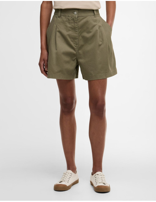 Groene bermuda met plooidetails