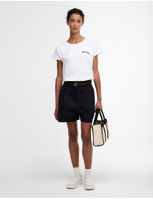 Blauwe bermuda met plooidetails