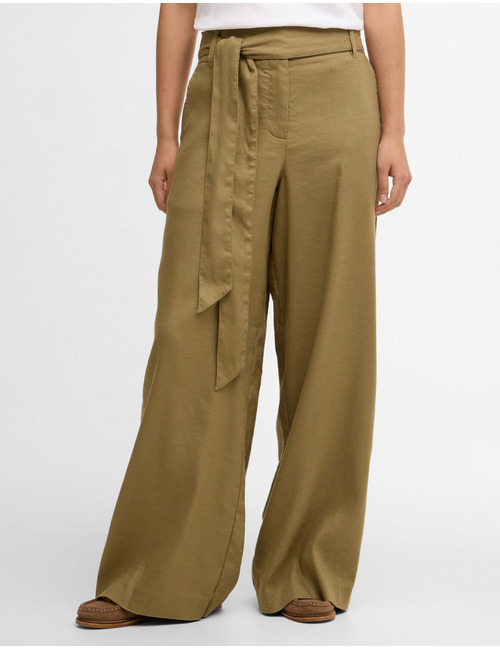 Groene wijde broek met strikceintuur