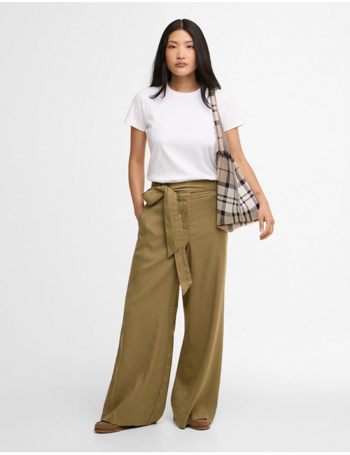 Groene wijde broek met strikceintuur