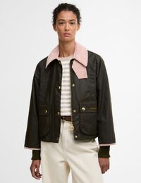 Barbour damesjas met contrasterende kraag in groen