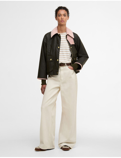 Barbour damesjas met contrasterende kraag in groen