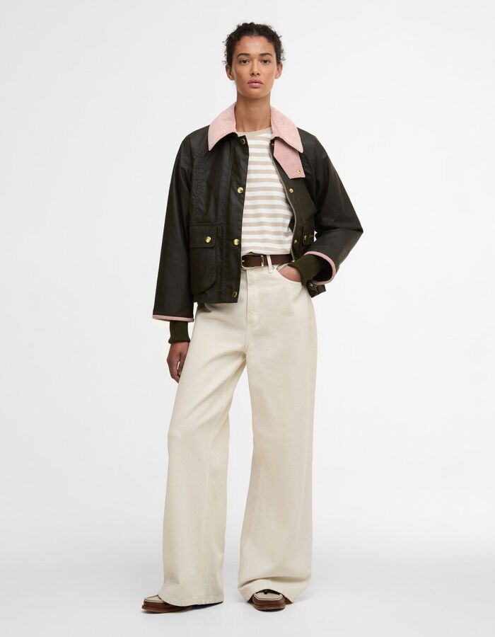 Barbour damesjas met contrasterende kraag in groen