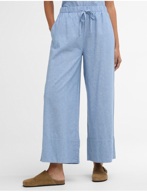 Blauwe wijde broek met elastische taille