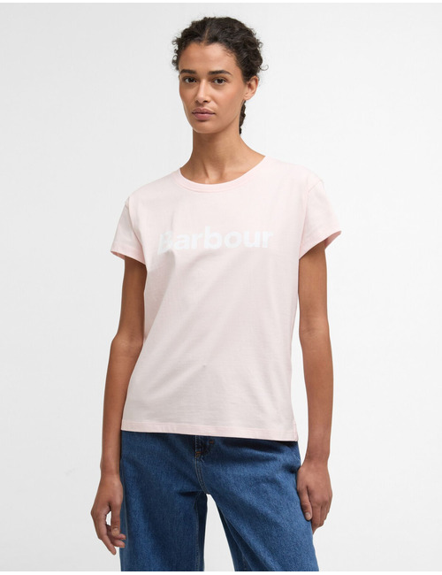 Roze T-shirt met logo op de borst