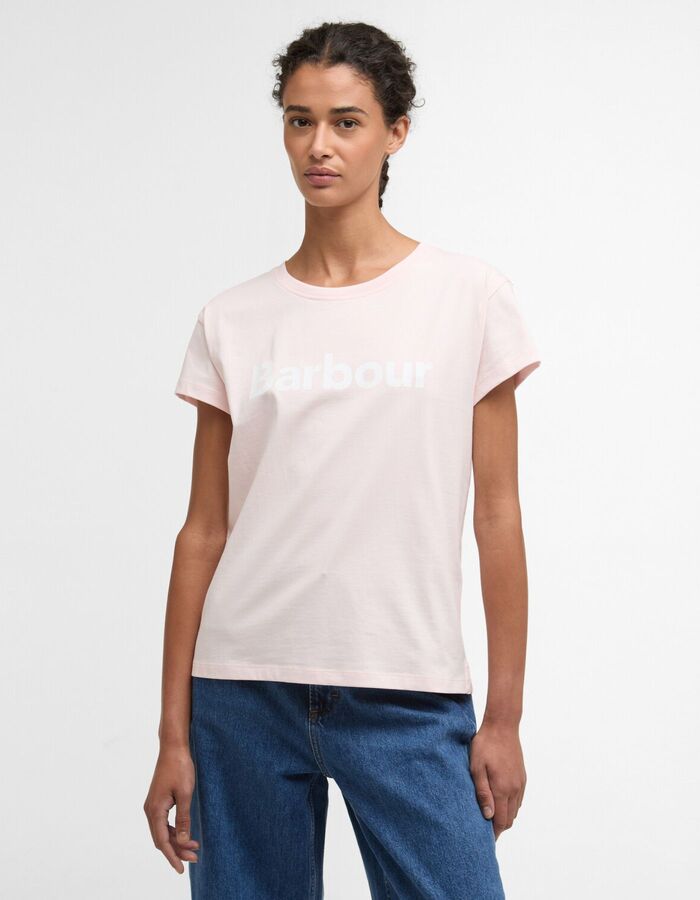Roze T-shirt met logo op de borst