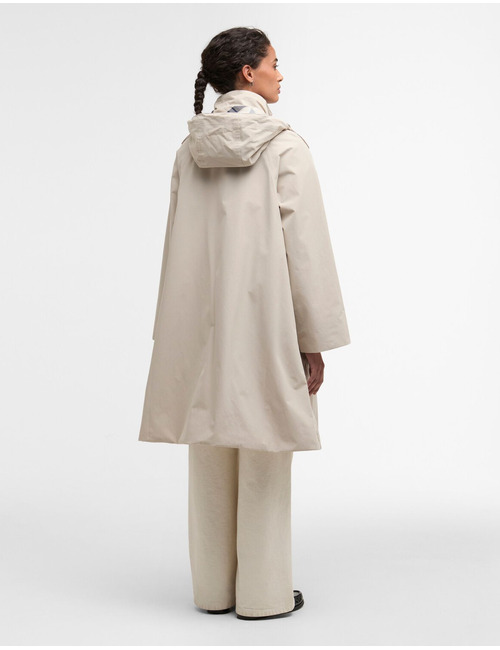 Barbour lange waterdichte jas met kap beige