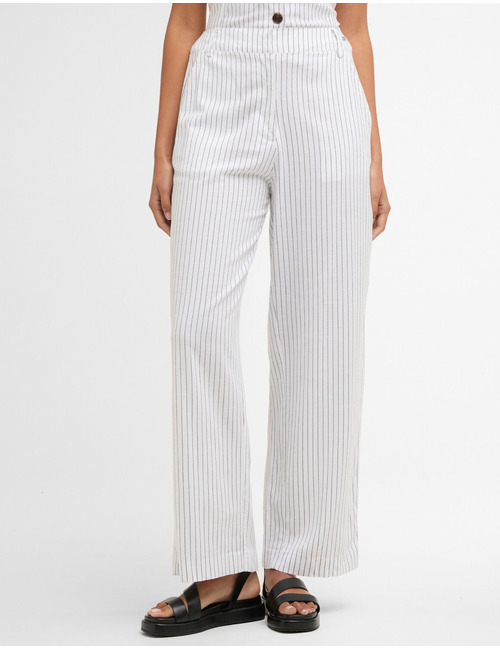 Witte broek met fijne krijtstreep