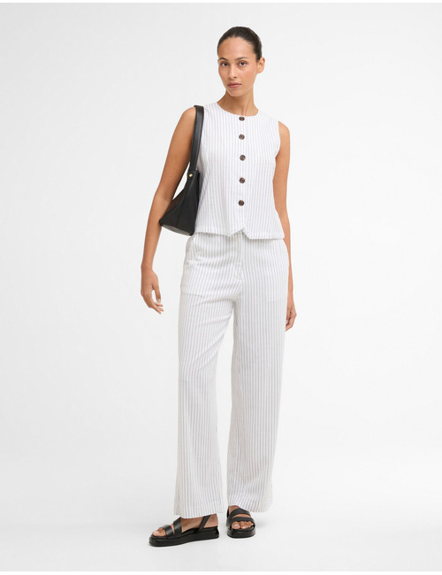 Witte broek met fijne krijtstreep