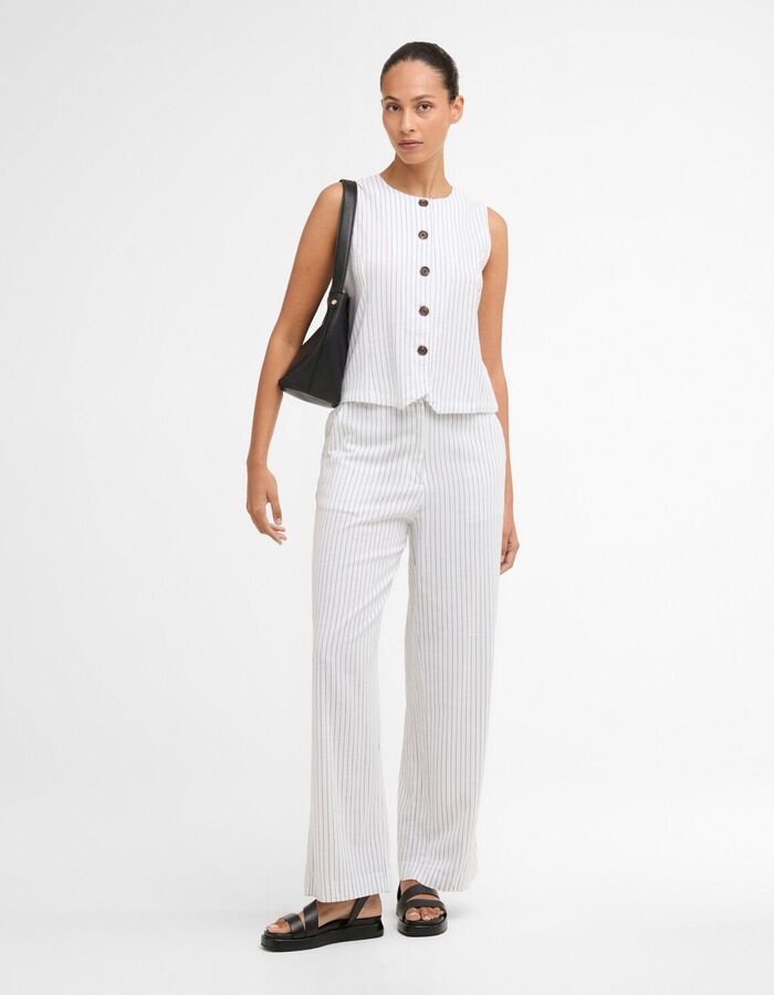 Witte broek met fijne krijtstreep