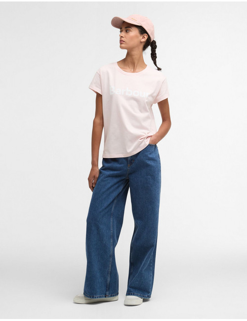 Roze T-shirt met logo op de borst