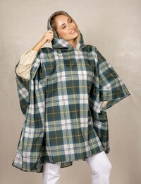 Poncho met capuchon in groen ruitpatroon
