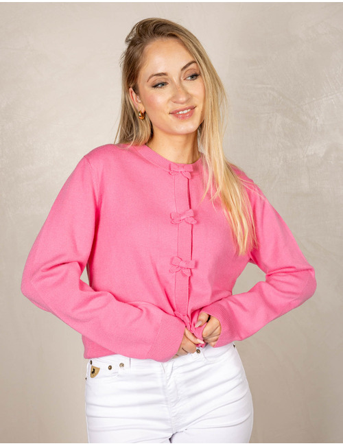 Freequent lange mouw gilet fuchsia