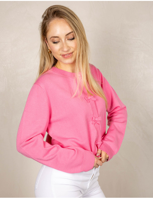 Freequent lange mouw gilet fuchsia