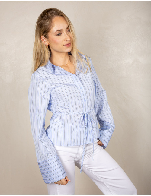 Neo Noir lange mouw bloes blauw