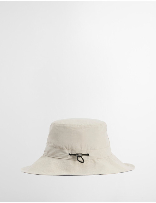 Hoed in beige met geruite onderzijde