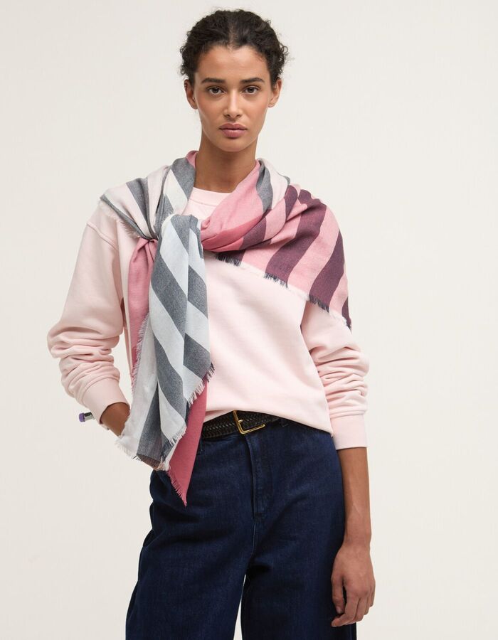 Blouse met ruitpatroon in roze en beige