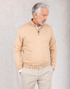 Modern fit katoenen quarter zip pull in beige