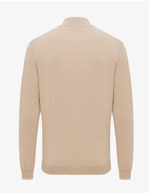 Modern fit katoenen quarter zip pull in beige